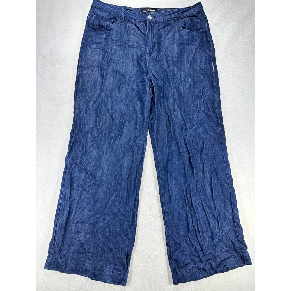 Fashion Nova Womens Size 15 Wide Leg Jeans Blue Lyocell